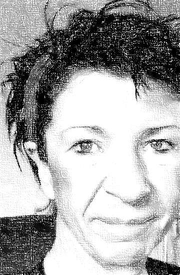Schwarz-Weiß-Teilporträt von Brigitte Szelag